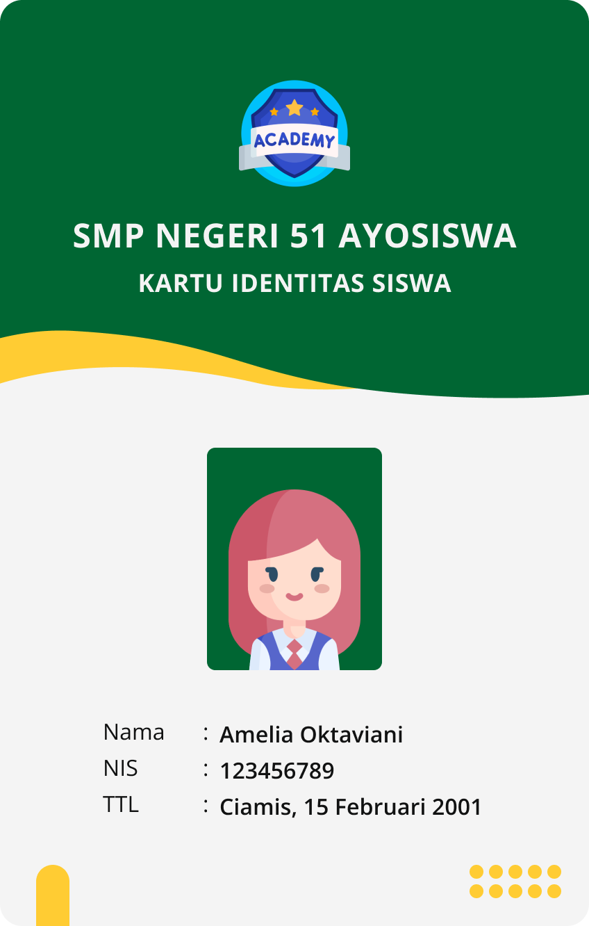Kartu Sakti — desain Sakti Vertikal Semangat Muda, sisi depan